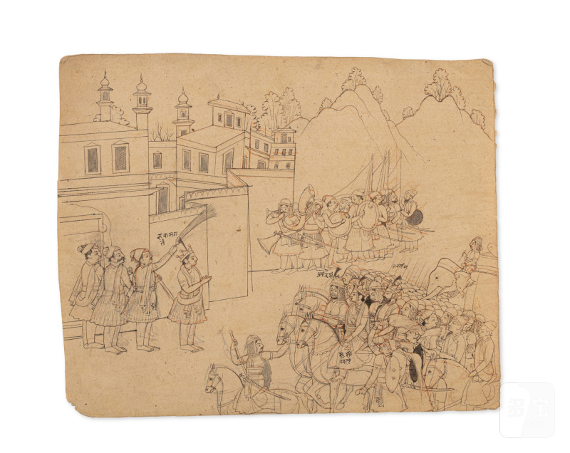 A group of nineteen drawings depicting the abduction of Rukmini by Krishna, India, Guler or Kangra, Late 18th / Early 19th century - 图5